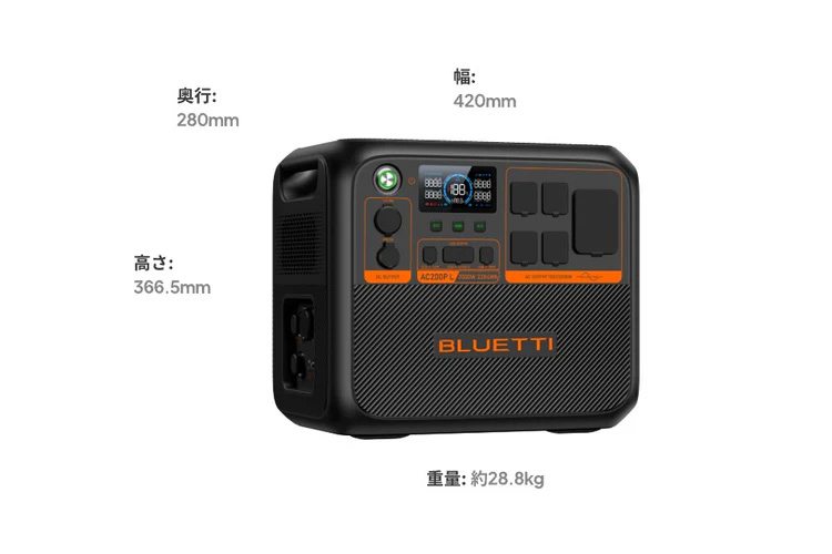AC200PLのサイズと重さ